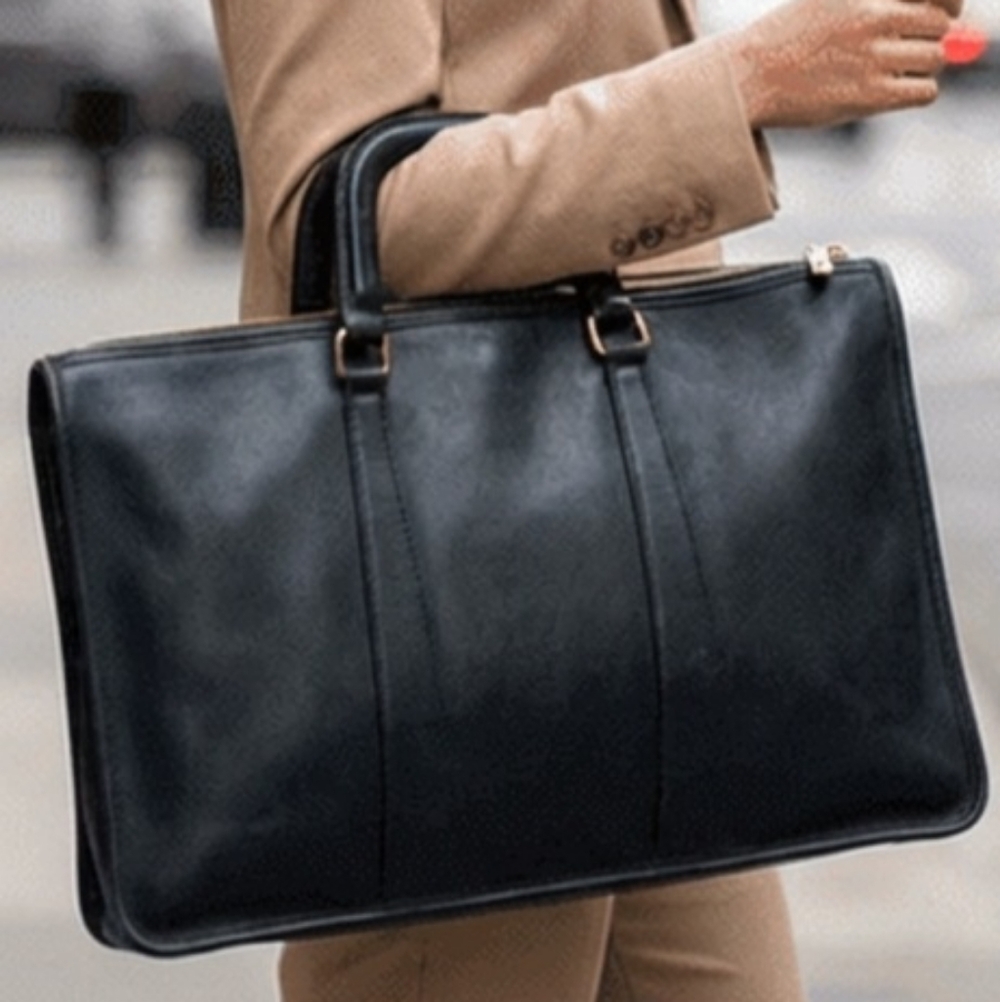 Vintage Coach Black Glove Leather Embassy Portfolio Briefcase Style 5286